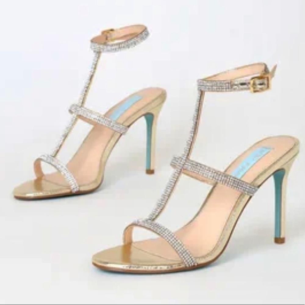 Betsey Johnson Tate Gold Lizard Rhinestone Ankle Strap
Heels
